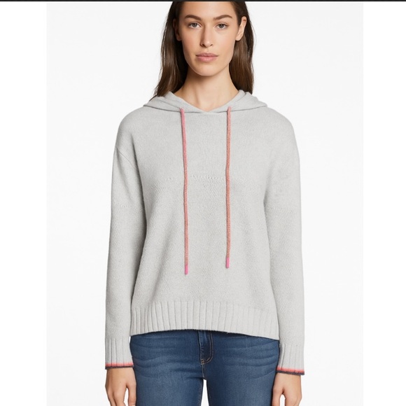 Lisa Todd Lightweight  Cotton Hoodie Sweater – Grey with Pink Trim - Picture 1 of 8